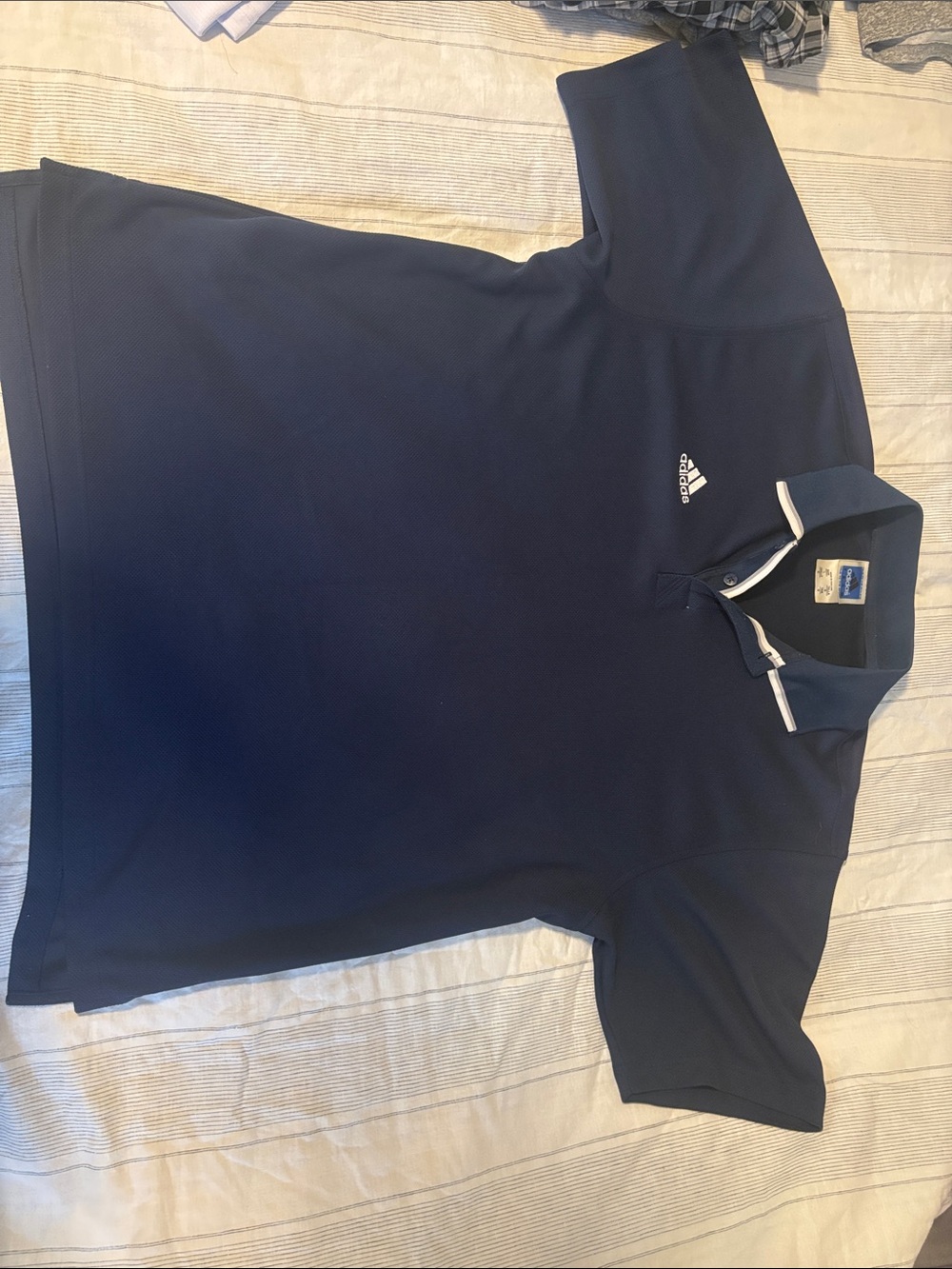 adidas Navy Blue Men’s Polo with Contrast Collar Trim